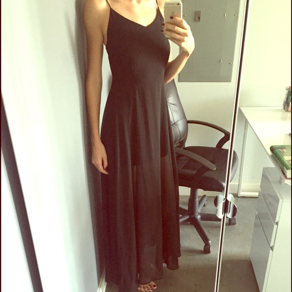 Long silk black dress