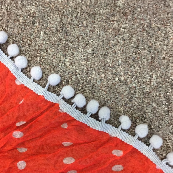 Spring Fling Pom Pom Scarf - Scarlet and Grey (Ohio State Buckeyes) - Picture 2 of 2