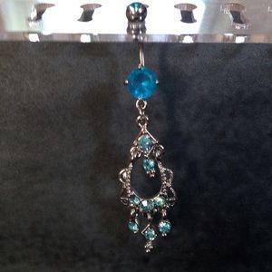 Blue Crystal Belly Ring