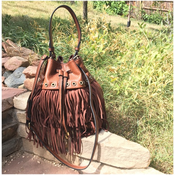 Sondra Roberts Handbags - Sondra Roberts Studded Tassel Bucket Bag