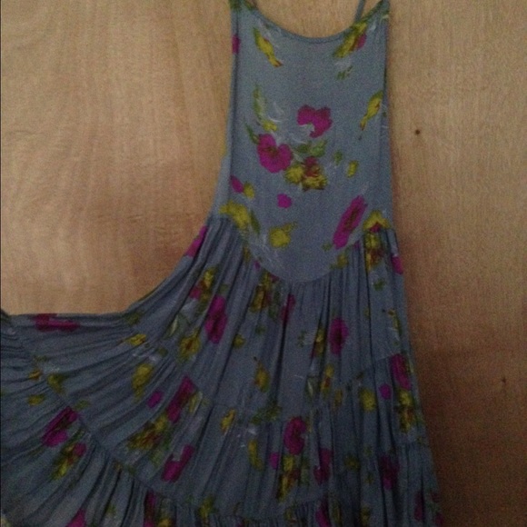 Free People floral swing dress with lace-up back