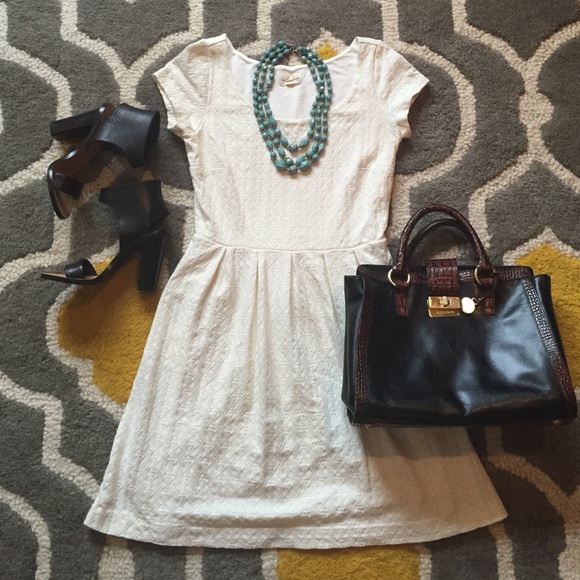 Cream Fit and Flare Dress