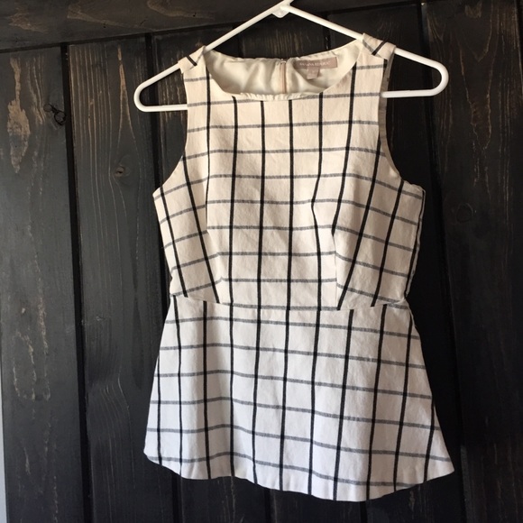 Peplum plaid sleeveless top