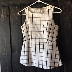 Peplum plaid sleeveless top