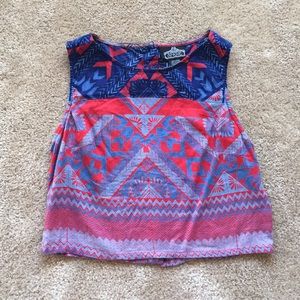 Angie Patterned Cut-out Back Crop Top
