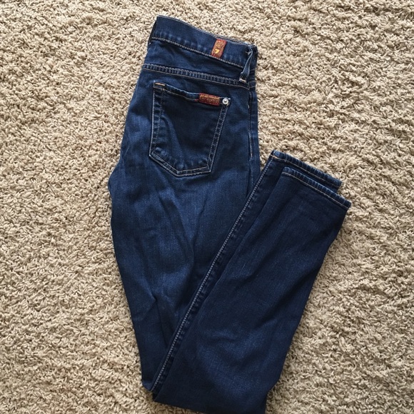 7 for all mankind skinny dark wash jeans!