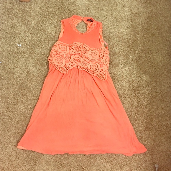 Peach dress with lace detail!
