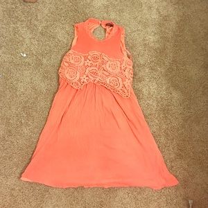 Peach dress with lace detail!
