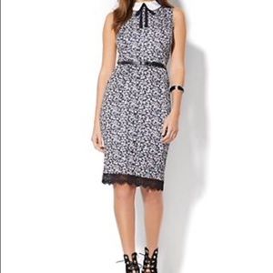 Collared sleeveless sheath dress- Floral
