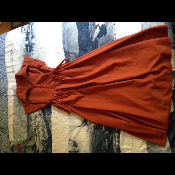 Vintage 1960s pumpkin orange midi dress