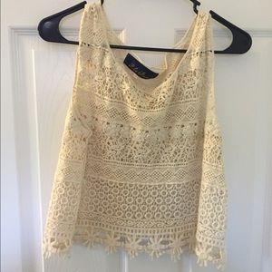 Cream crochet crop top