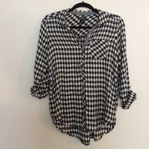 Black and white plaid button down