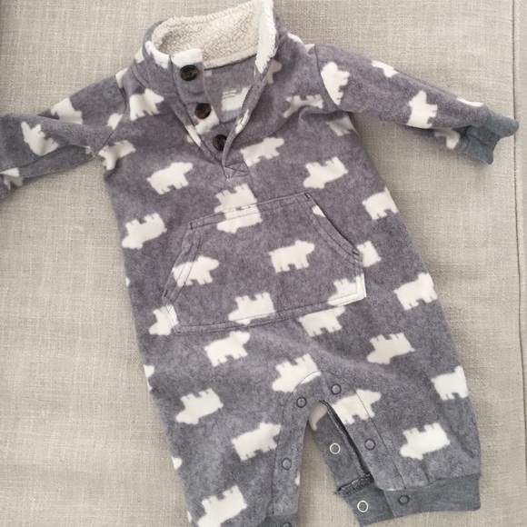 Carters soft gray/white animal print one piece