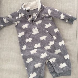 Carters soft gray/white animal print one piece
