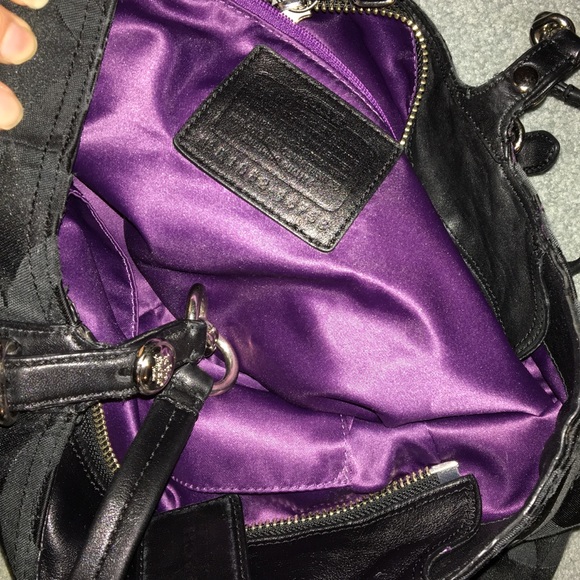 black and purple coach purse