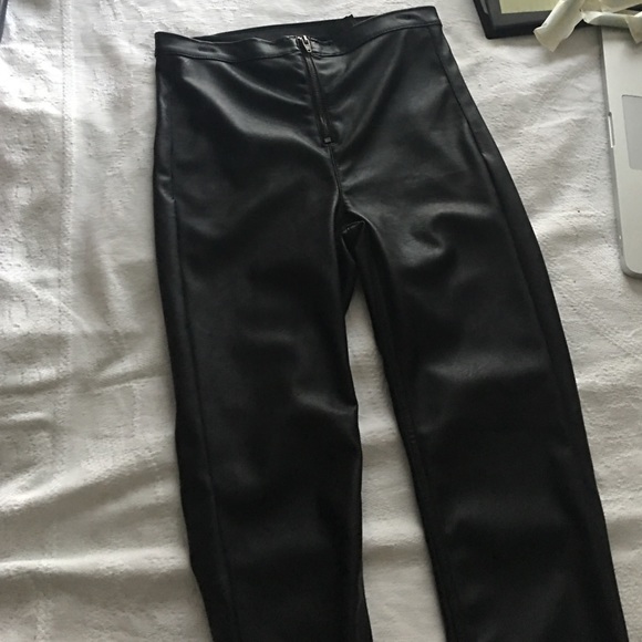 Black leather leggings