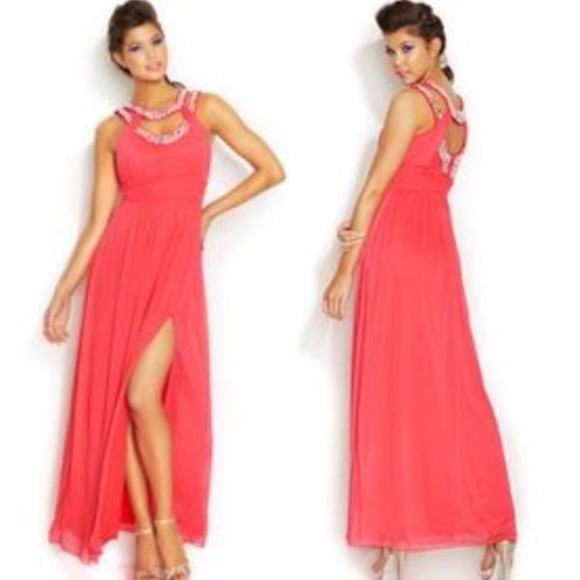 Coral Dress with Embellishments