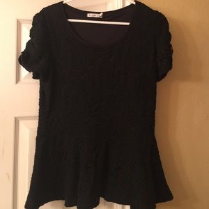 MIKAROSE black lace peplum top