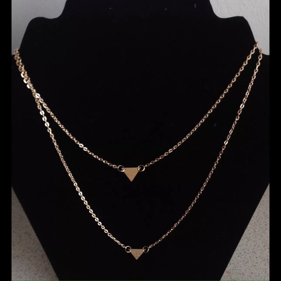 ✨Host Pick✨Minimalist Double Triangle Layered Necklace – Gold - Picture 2 of 3
