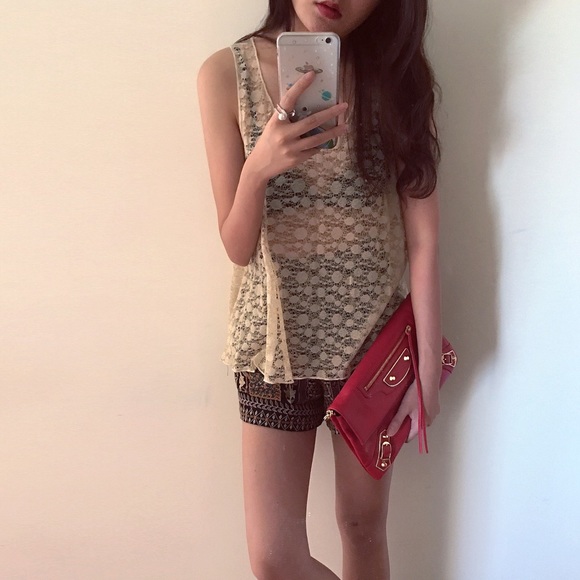 MOVING SALE Sheer beige tank top