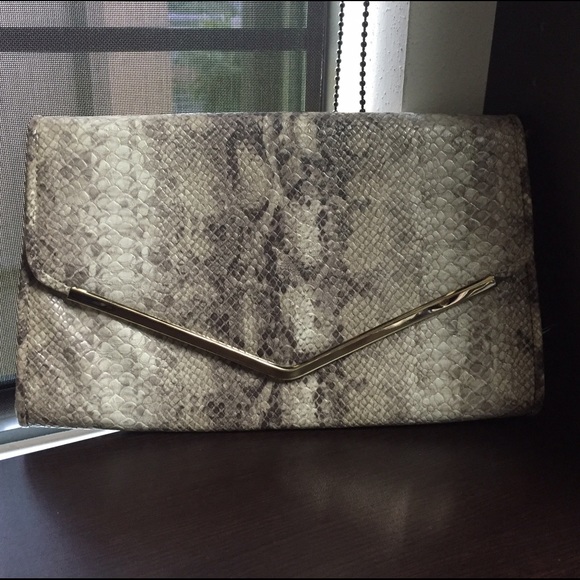 Faux snake skin clutch