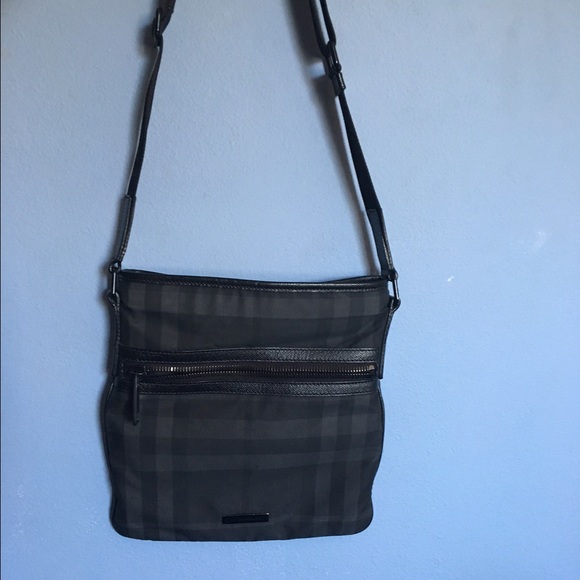Checkered grey and black Burberry cross body bag