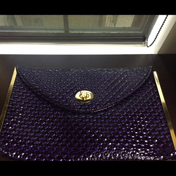 Envelope clutch with gold hardware