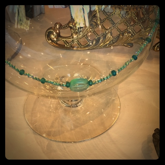Simple sea green handmade glass necklace