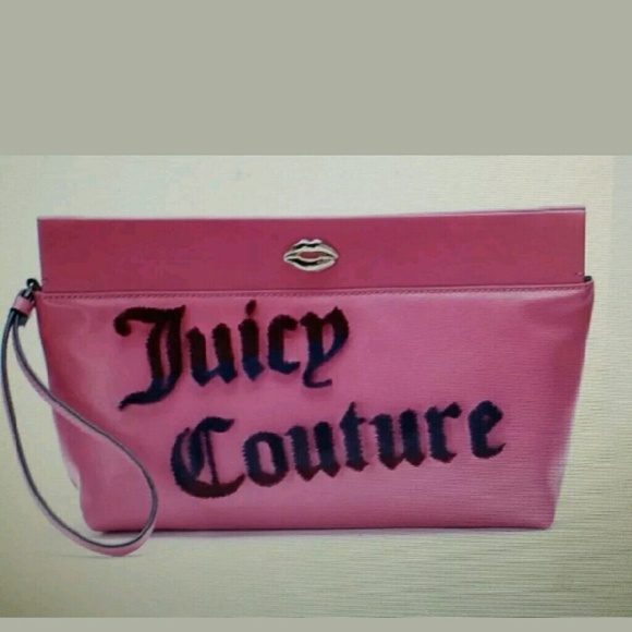 JUICY COUTURE FLOCKED PINK WOMEN'S WRISTLET/WALLET
