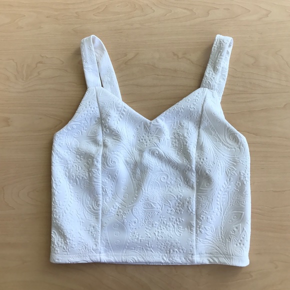 Plush White Floral Crop Top