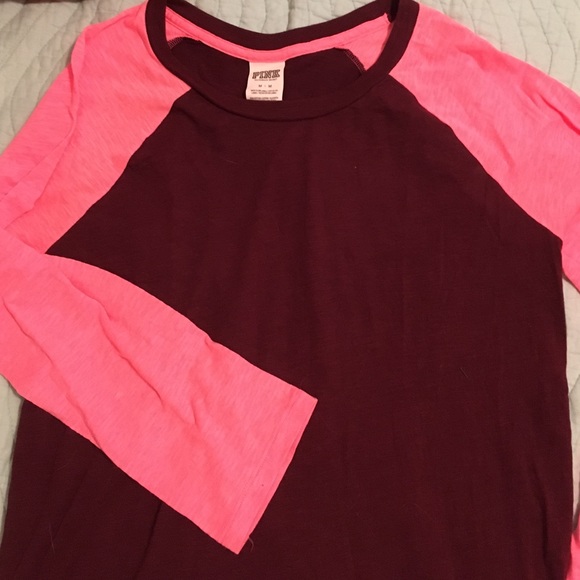 Coral and Maroon PINK Baseball Tee