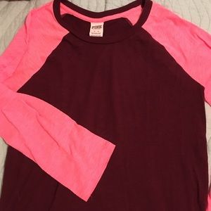 Coral and Maroon PINK Baseball Tee