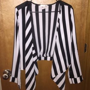 Crop stripped cardigan