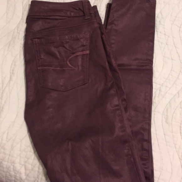 Purple Faux Leather American Eagle Jeggings