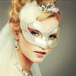 *PARTY SALE* White Embroidered stitch Mask
