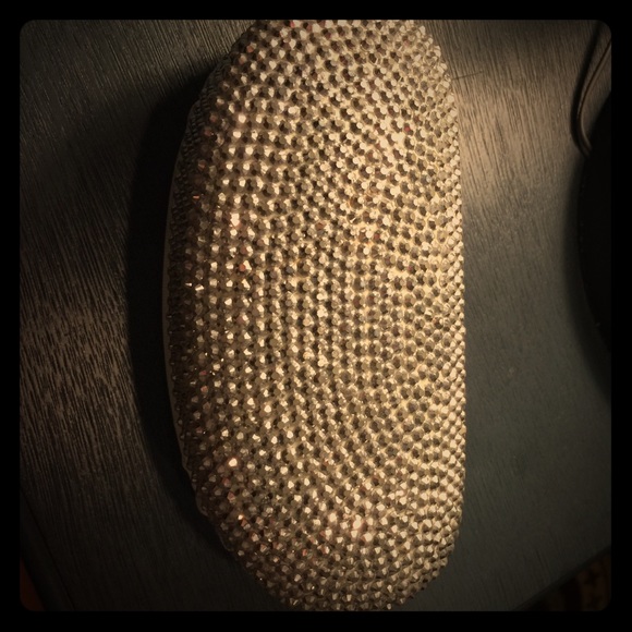 Silver bedazzled sunglasses case