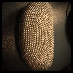 Silver bedazzled sunglasses case
