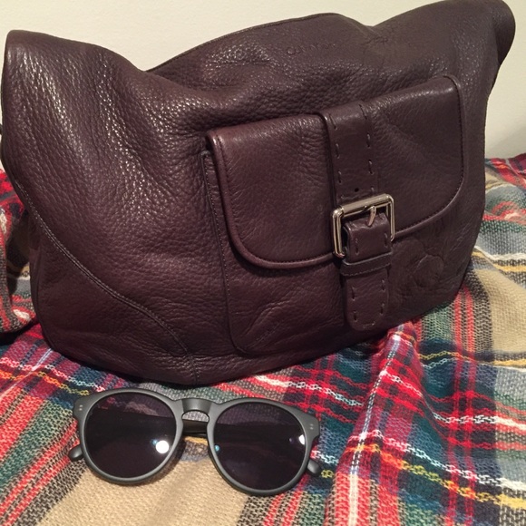 Calvin Klein Brown Pebbled Leather Shoulder Bag