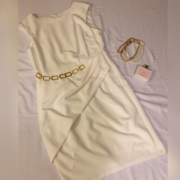 Beautiful Cream Dress with Gold Accent