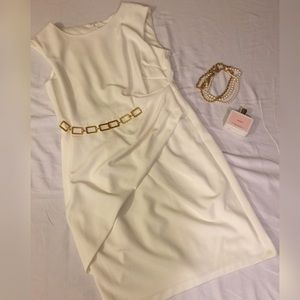 Beautiful Cream Dress with Gold Accent