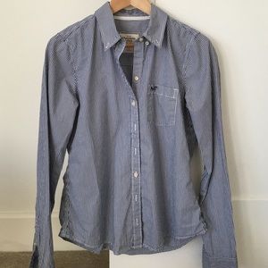 Cotton bottom down stripe shirt