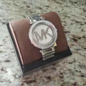 Michael Kors Parker Pave Silver Tone Watch