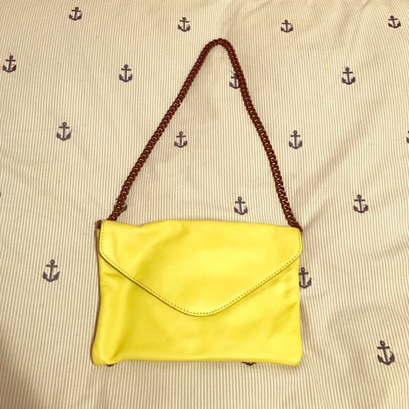 Jcrew yellow leather clutch