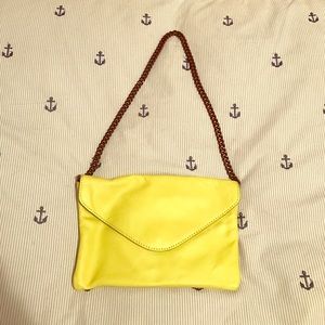 Jcrew yellow leather clutch