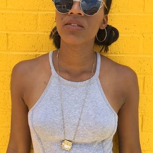 Madewell marble stone adjustable necklace