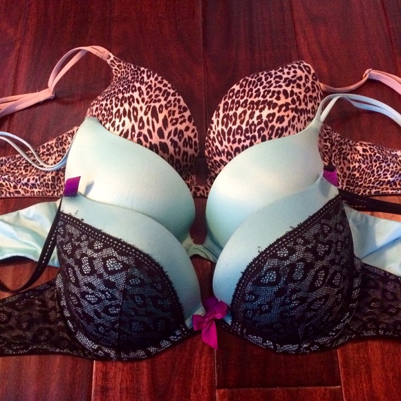 Three Victoria's Secret push-up bras 36C