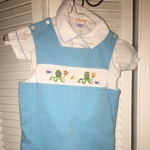 Octopus Smocked Jon Jon with Collared Shirt