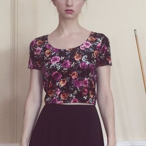 Luxe floral velvet crop top MOVING SALE