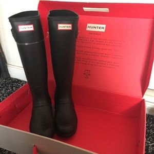 Hunter Original Tall Rain Boots Black NWT NWB