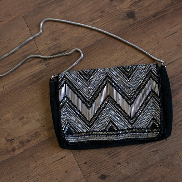 Black and Silver Beaded Purse